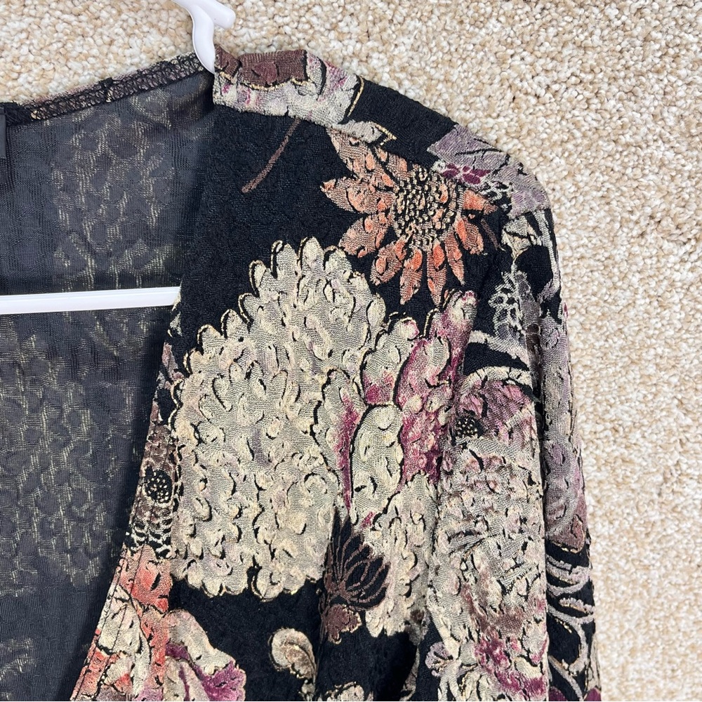 Vintage Y2K MSK Women's Black Floral top beading shoulder pads‎ ruched v neck - Picture 4 of 16